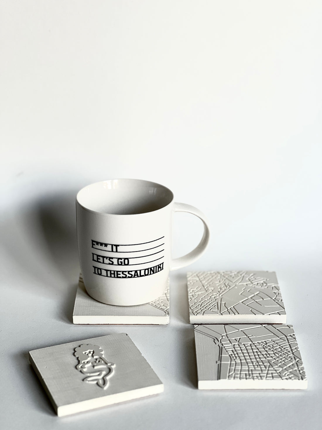 Thessaloniki map concrete coasters