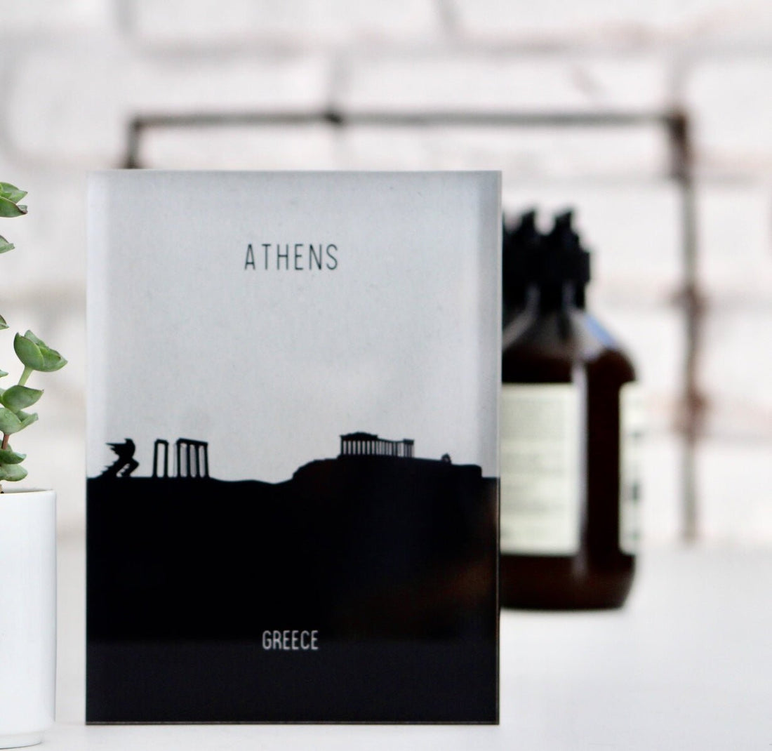 Athens skyline acrylic postcard - hellofrom.store