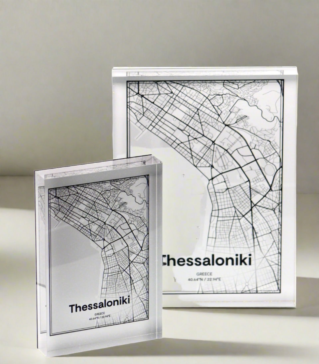 Thessaloniki map acrylic postcard